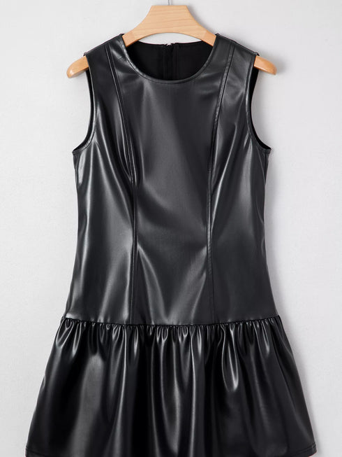 faux-leather-ruffle-hem-sleeveless-mini-dress-OhSoStyled-Sophia's-Style-2