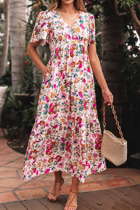 floral-short-sleeve-v-neck-dress-with-pockets OhSoStyled - Sophia's Style-3