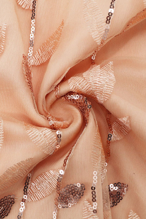 sequin-leaf-embroidery-tie-front-short-sleeve-dress Sophia's Trends - Sophia's Style--