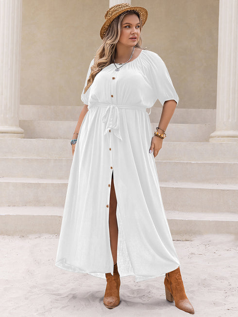 plus-size-round-neck-half-sleeve-dress OhSoStyled - Sophia's Style-9