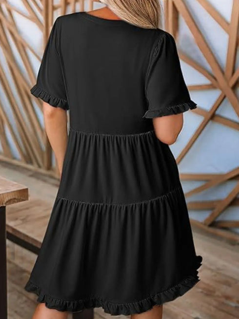 tiered-notched-short-sleeve-mini-dress OhSoStyled - Sophia's Style in Black-6