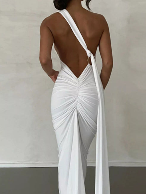 backless-one-shoulder-ruched-bodycon-maxi-dress-OhSoStyled-Sophia's-Style-12
