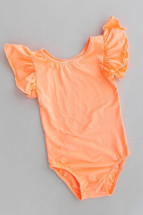 neon-coral-s-s-flutter-sleeve-leotard Mila & Rose - Sophia's Style--3T--4