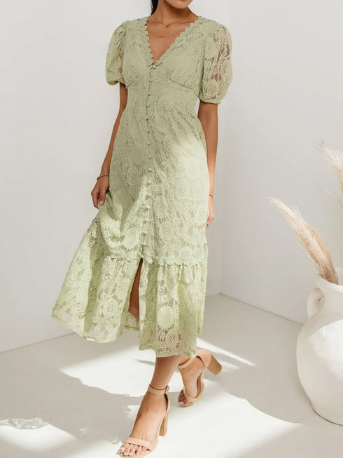 lace-v-neck-short-sleeve-dress OhSoStyled - Sophia's Style in White-11