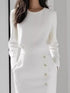 long-sleeve-button-detail-midi-dress-with-side-slit-OhSoStyled-Sophia's-Style-8