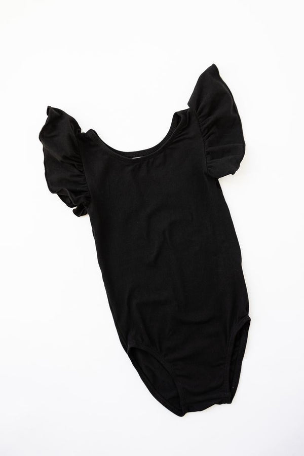 black-s-s-flutter-sleeve-leotard Mila &  Rose - Sophia's Style-Black S/S Flutter Sleeve Leotard-6-12M--1
