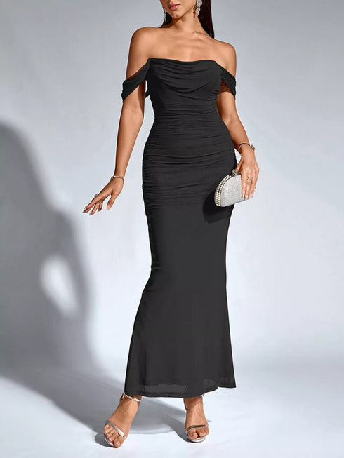 off-shoulder-ruched-mermaid-maxi-dress-OhSoStyled-Sophia's-Style-6