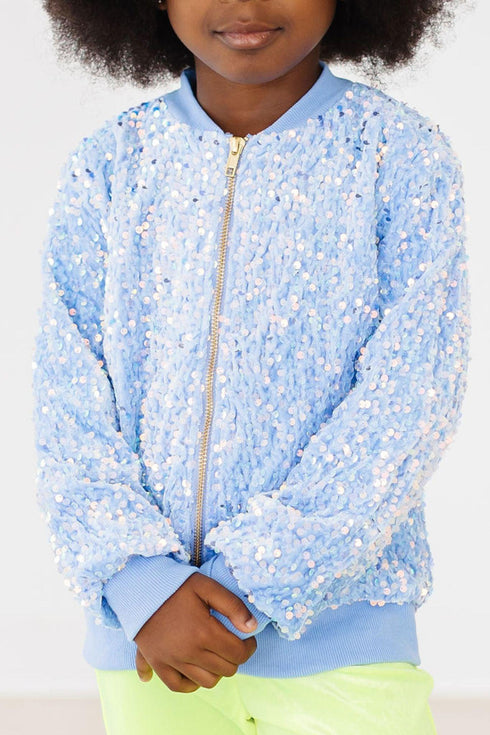 light-blue-velvet-sequin-jacket Mila & Rose at Sophia's Style-Light Blue Velvet Sequin Jacket-2T-Sequin Jacket-1