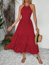 halter-neck-smocked-tiered-dress-Sophia's Style-1