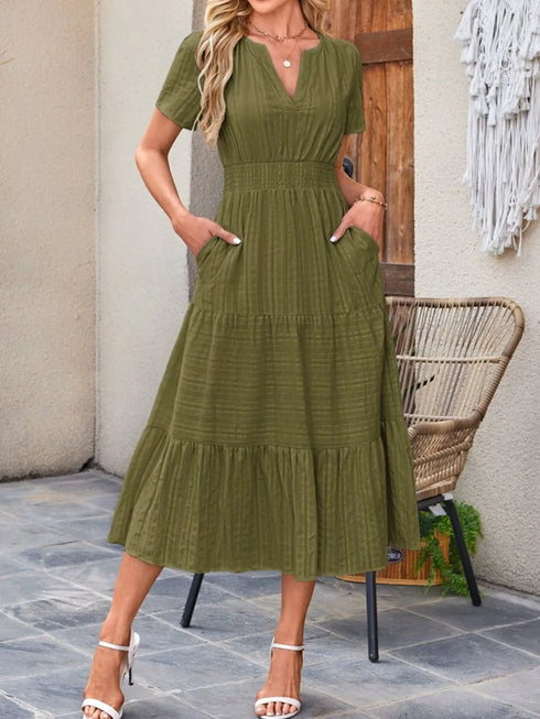 tiered-notched-short-sleeve-dress OhSoStyled at Sophia's Style-22