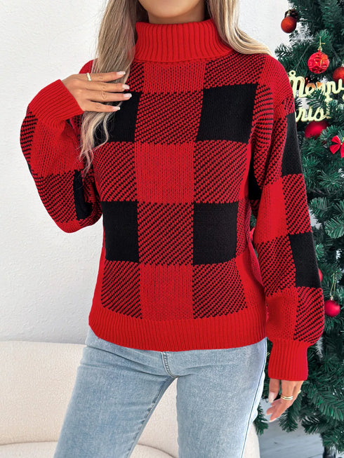 christmas-plaid-long-sleeve-turtleneck-sweater-Sophia's Style-11