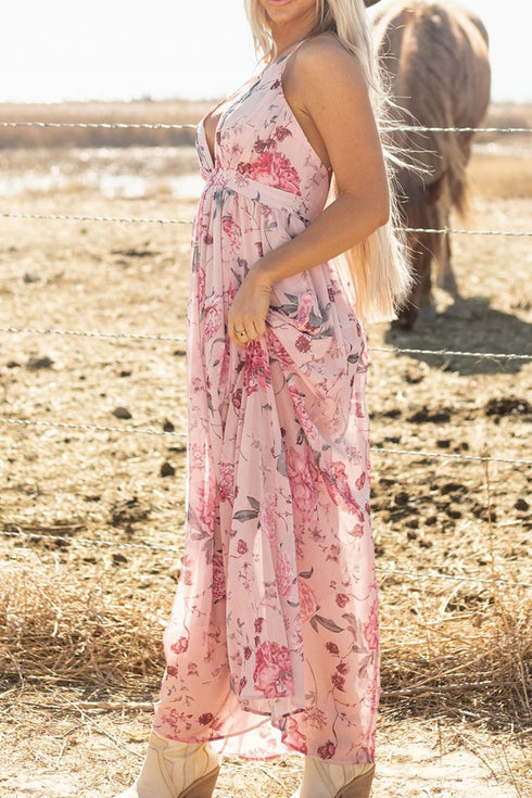 floral-pleated-deep-v-backless-maxi-dress OhSoStyled - Sophia's Style-4