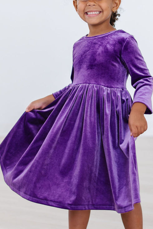 purple-velvet-twirl-dress Mila & Rose - Sophia's Style-Purple Velvet Twirl Dress-6-12M--1