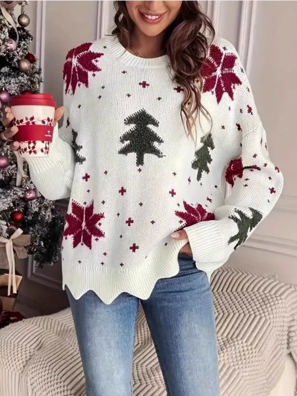 christmas-tree-pattern-round-neck-sweater-1-Sophia's Style-1