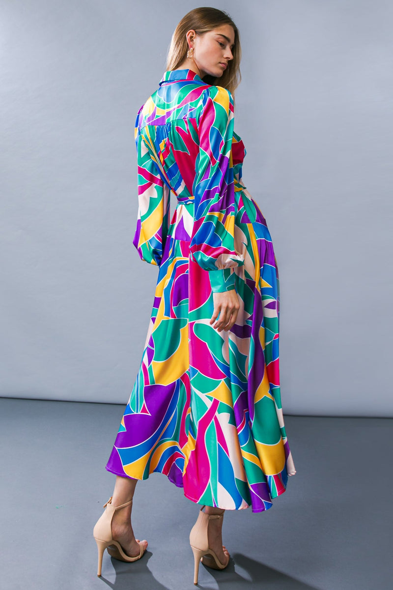 FOCUSED ON PRIORITIES WOVEN MIDI DRESS from Flying Tomato at Sophia's