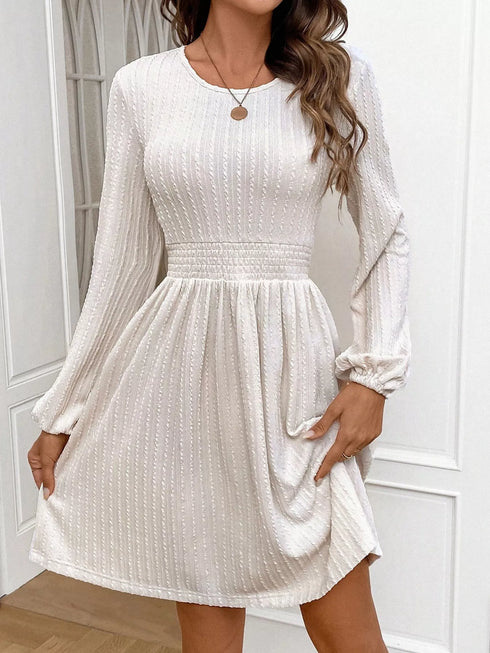 textured-long-sleeve-mini-dress-OhSoStyled-Sophia's-Style-1