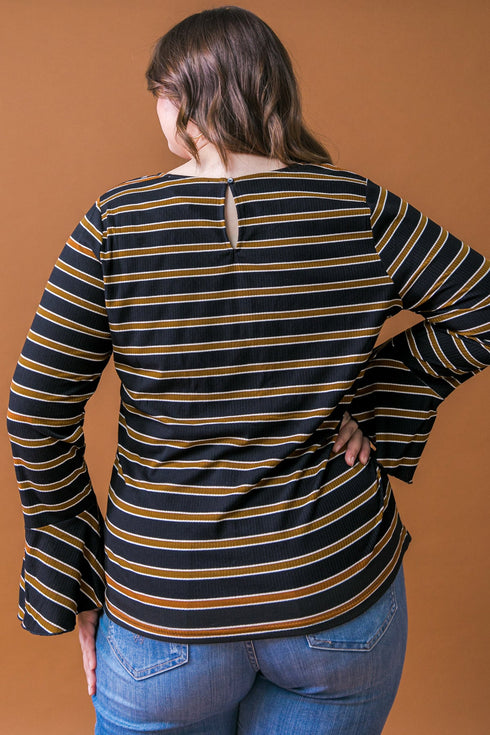 here-we-go-strip-ruffle-sleeve-top Flying Tomato - Sophia's Style-2