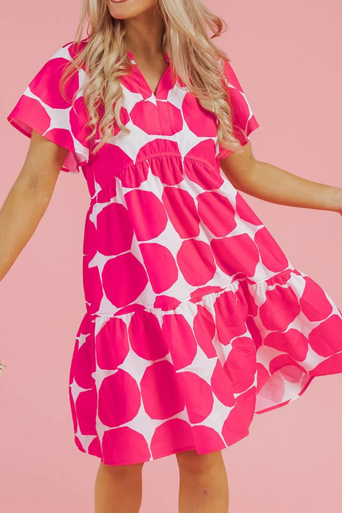 contrast-notched-flutter-sleeve-dress OhSoStyled - Sophia's Style in Strawberry-3