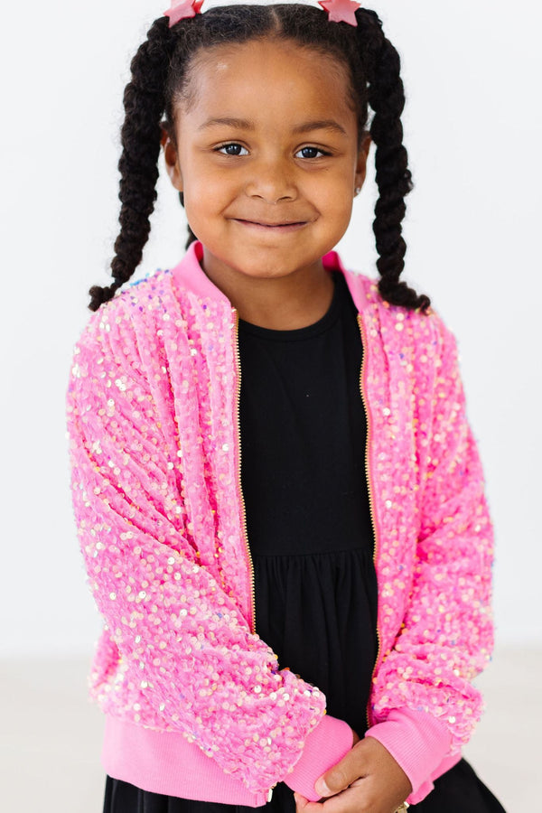 pink-velvet-sequin-jacket Mila & Rose - Sophia's Style-Pink Velvet Sequin Jacket-2T--1