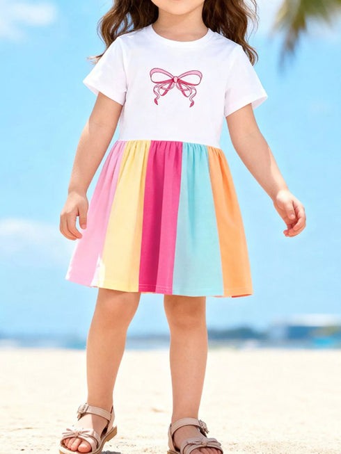 childrens-color-block-bow-short-sleeve-dress-ohso-kids-sophias-style-2