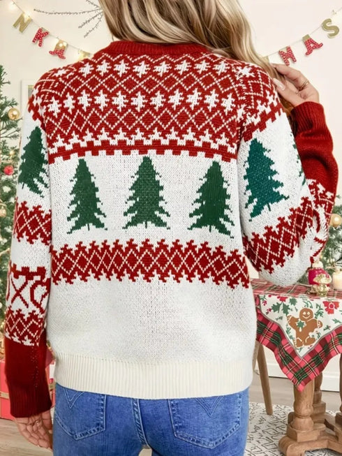 christmas-tree-pattern-round-neck-sweater-Sophia's Style-6
