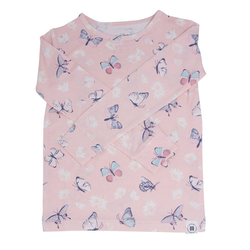 pink-butterfly-daisy-bamboo-big-kid-pajama-set Sweet Bamboo - Sophia's Style-2