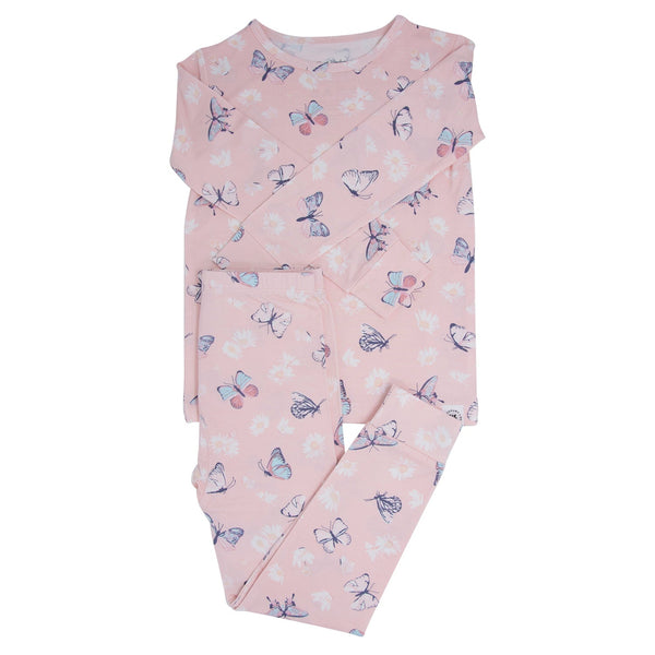pink-butterfly-daisy-bamboo-big-kid-pajama-set Sweet Bamboo - Sophia's StyleBig Kid PJ-1