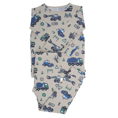 trucks-diggers-construction-big-kid-pajama Sweet Bamboo - Sophia's StyleBig Kid PJ-1