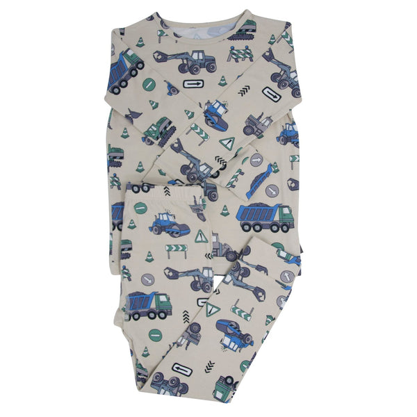 trucks-diggers-construction-big-kid-pajama Sweet Bamboo - Sophia's StyleBig Kid PJ-1