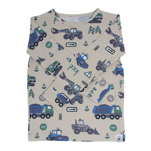 trucks-diggers-construction-big-kid-pajama Sweet Bamboo - Sophia's Style-2