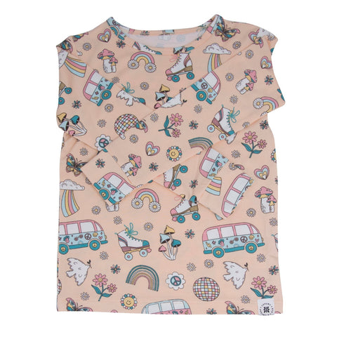 retro-roller-skates-big-kid-pajama-set Sweet Bamboo - Sophia's Style-2