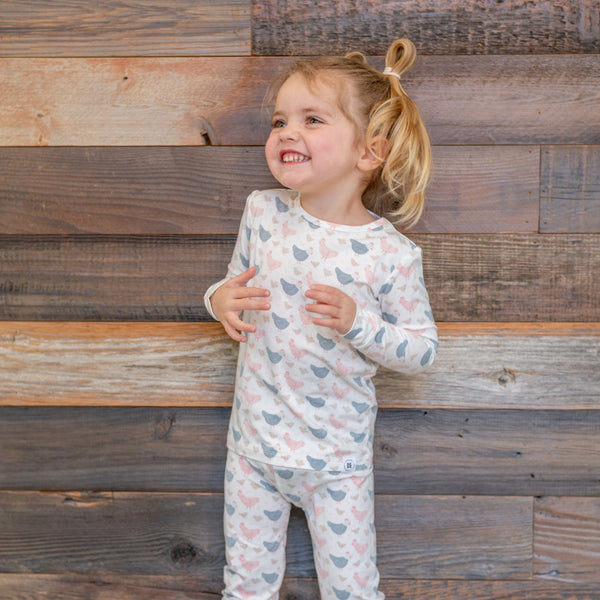 pink-farm-hens-bamboo-big-kid-pajama Sweet Bamboo - Sophia's StyleBig Kid PJ-1