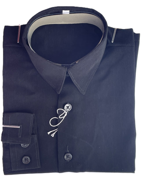 Black Rafael Boys Microfiber Long Sleeve Dress Shirt 2T-16