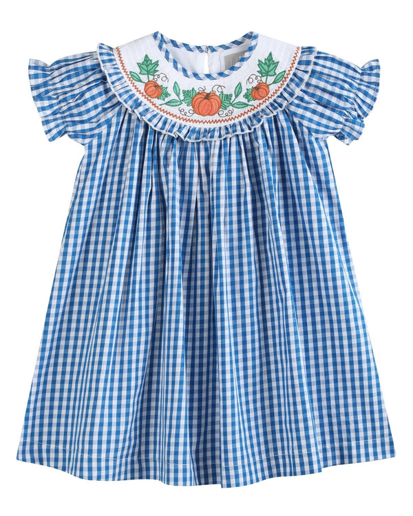 blue-gingham-pumpkin-smocked-ruffle-bishop-dress-lil-cactus-sophias-styleDress-1