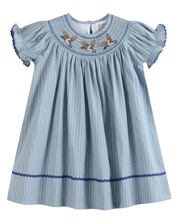blue-pinstripe-mallard-duck-smocked-bishop-dress-lil-cactus-sophias-styleDress-1