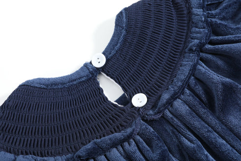 blue-velvet-silver-bows-smocked-ruffle-bishop-dress-lil-cactus-sophias-style-5