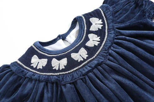 blue-velvet-silver-bows-smocked-ruffle-bishop-dress-lil-cactus-sophias-style-3