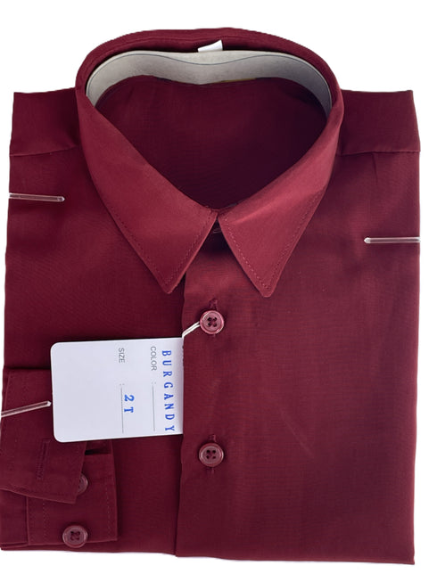 Burgundy Rafael Boys Microfiber Long Sleeve Dress Shirt 2T-16