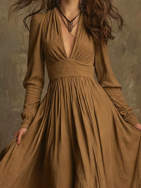 v-neck-long-sleeve-ruffle-hem-dress-OhSoStyled-Sophia's-Style-2