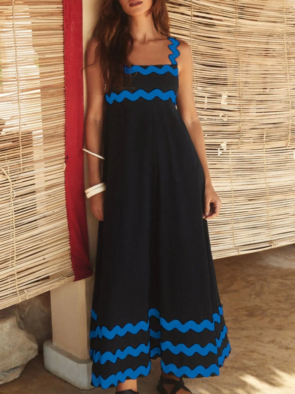 contrast-trim-square-neck-maxi-cami-dress OhSoStyled - Sophia's Style in Black/Blue-1