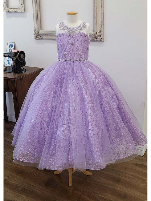 Petite Adele Big Girls Lilac Jewel Illusion Neckline Pageant Dress 8-16 - SophiasStyle.com