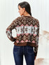 Snowflake Pattern Round Neck Sweater