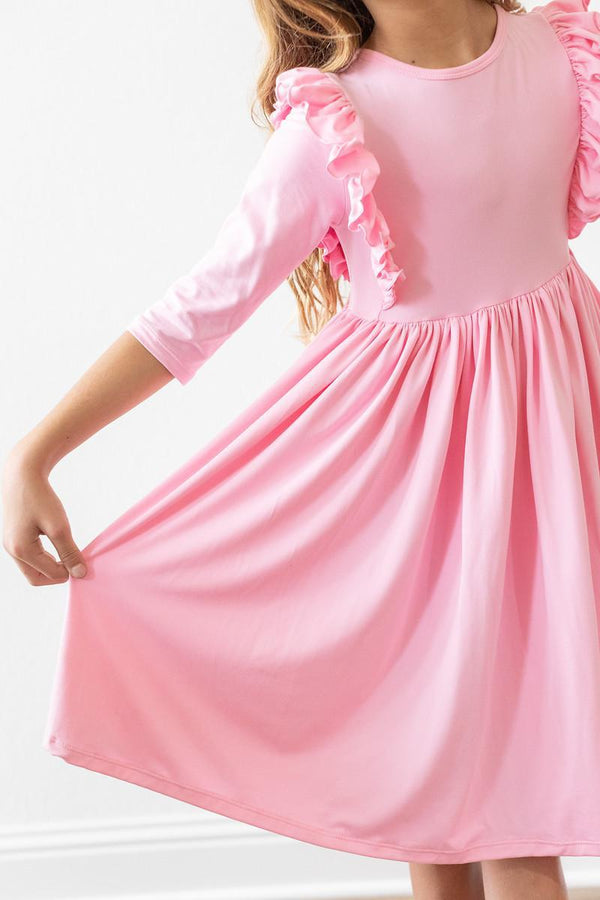 bubblegum-pink-ruffle-twirl-dress Mila & Rose - Sophia's StyleTwirl Ruffle Dress 3/4-1