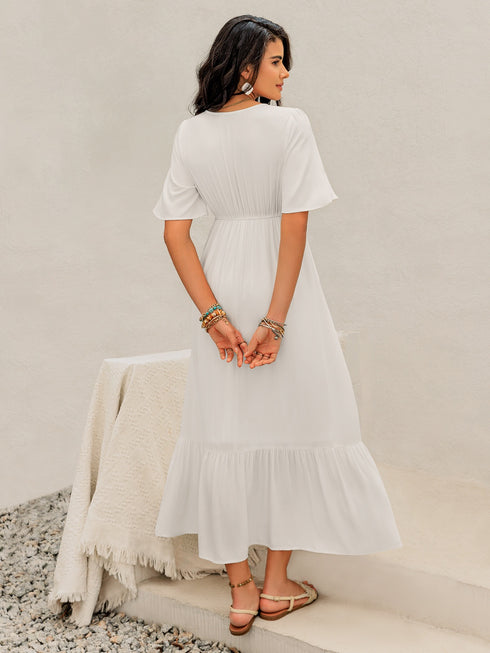 ruffled-hem-v-neck-flutter-sleeve-dress OhSoStyled - Sophia's Style-7