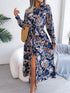 tied-printed-long-sleeve-midi-dress Sophia's Trends - Sophia's Style-Royal Blue-XL