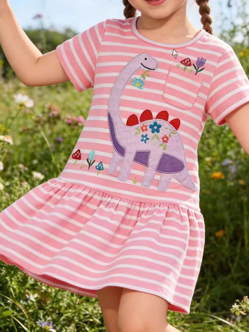 childrens-striped-dinosaur-embroidered-casual-dress-ohso-kids-sophias-style-2