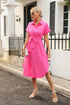 tied-button-up-shirt-dress Sophia's Trends - Sophia's Style-Hot Pink-L