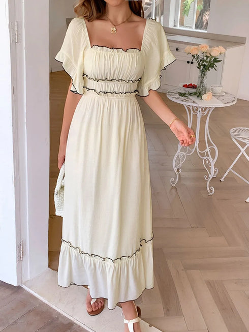 square-neck-puff-sleeve-ruffle-trim-maxi-dress-OhSoStyled-Sophia's-Style-3