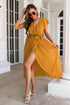 ruffled-surplice-tie-waist-slit-midi-dress Sophia's Trends - Sophia's Style-Mustard-XL
