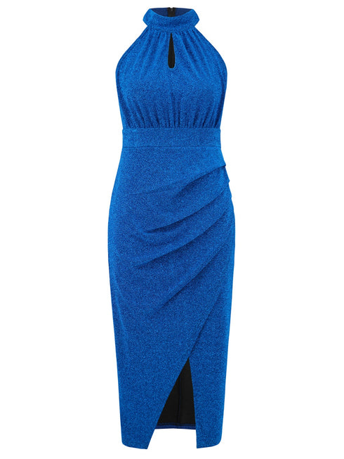 slit-ruched-mock-neck-sleeveless-dress OhSoStyled at Sophia's Style-10